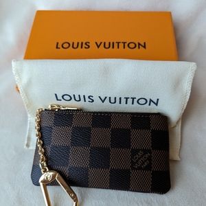 Louis Vuitton Damier Ebene Key Pouch Cles Pochette Keychain Coin Purse 